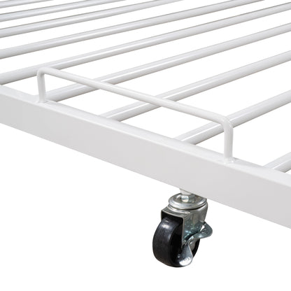 Platform Bed Frame With Trundle, USB Ports And Slat Support, No Box Spring Needed