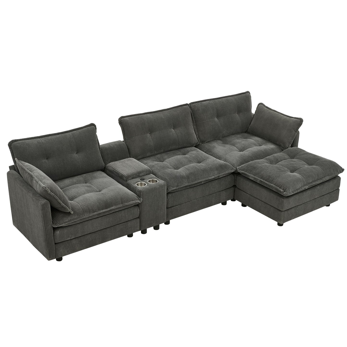 Oversized Modular Sectional Sofa With Multi Functional Console