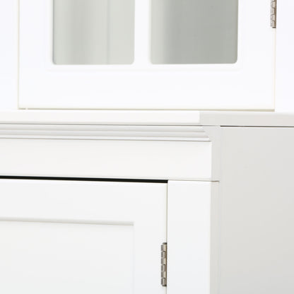 Retro Style Hutch Cabinet With Glass Door, China Cabinet For Home