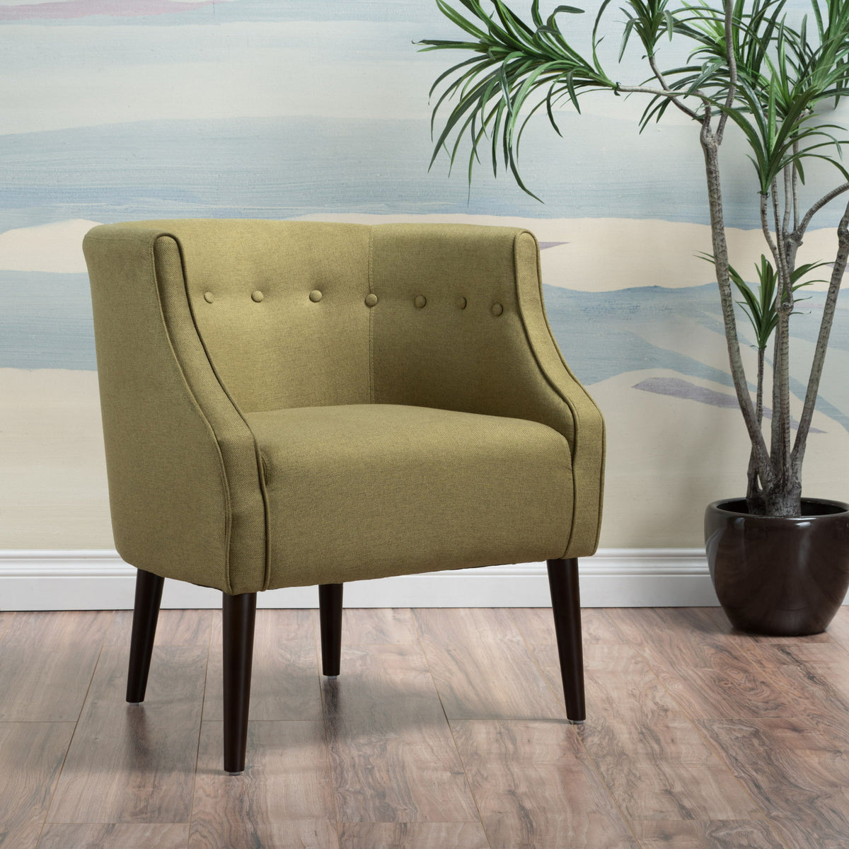 Contemporary Upholstered Club Chair With Button Tufting