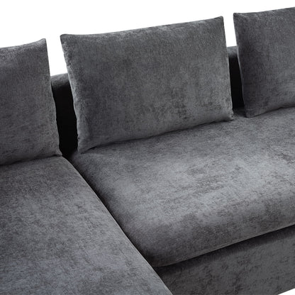 Modern L Shaped Sectional Sofa With Upholstery And Wooden Storage