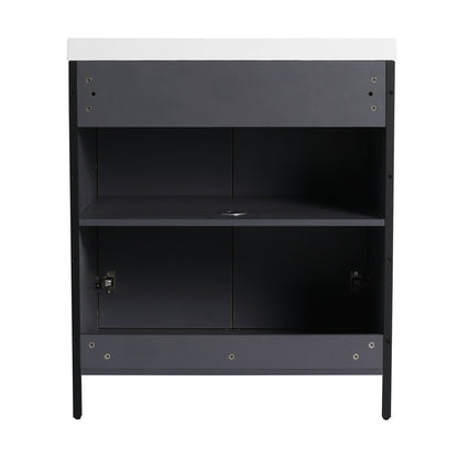 Contemporary Freestanding Bathroom Vanity With Adjustable Shelves