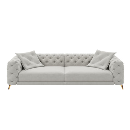 3 In 1 Convertible Sleeper, Deep Seat Pull Out Sofa Bed, Button Tufted