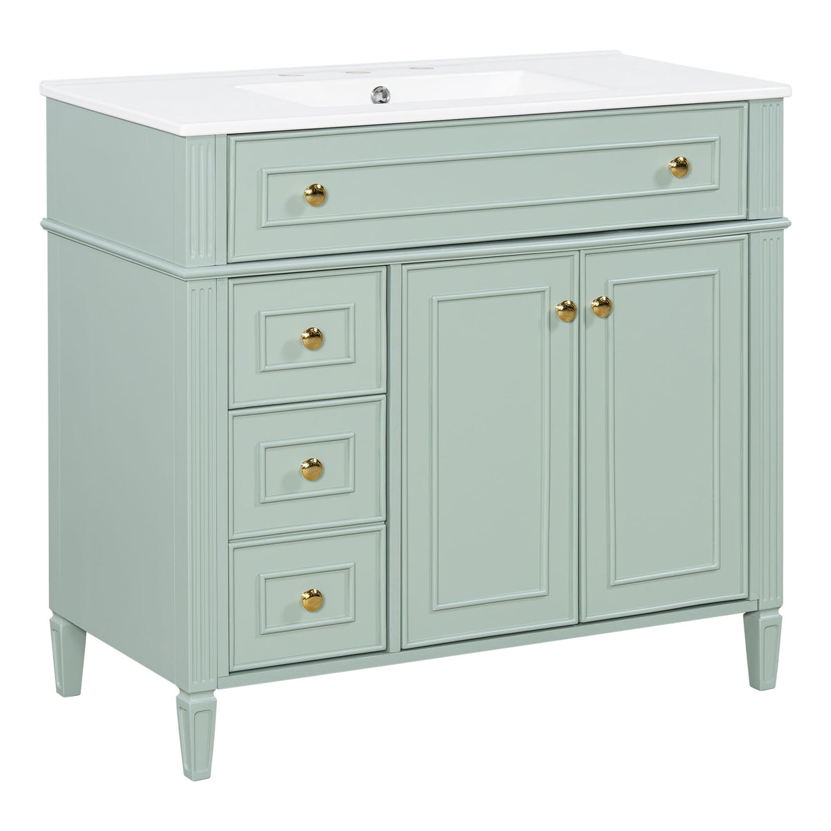 Bathroom Vanity With Sink, 3 Drawers & 2 Doors
