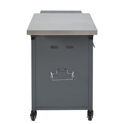 Foldable Outdoor Prep Station BBQ Cart With Trash Rack