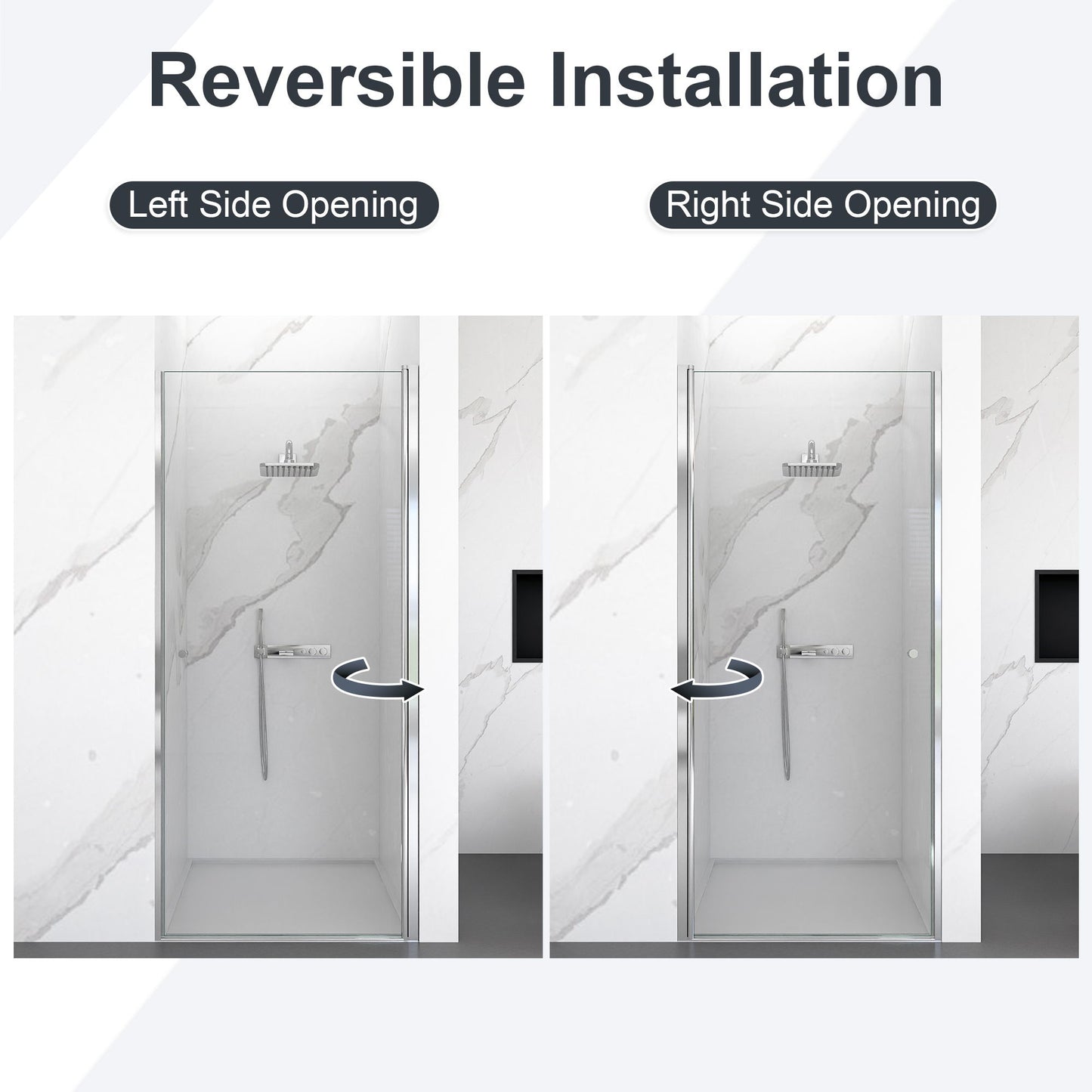 Semi Frameless Circular Pivot Shower Door With 1 / 4" Sgcc Tempered Glass