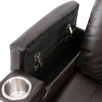 Power Recliner With Storage Arms, Cupholders, Swivel Tray Table And Cell Phone Stand - Brown