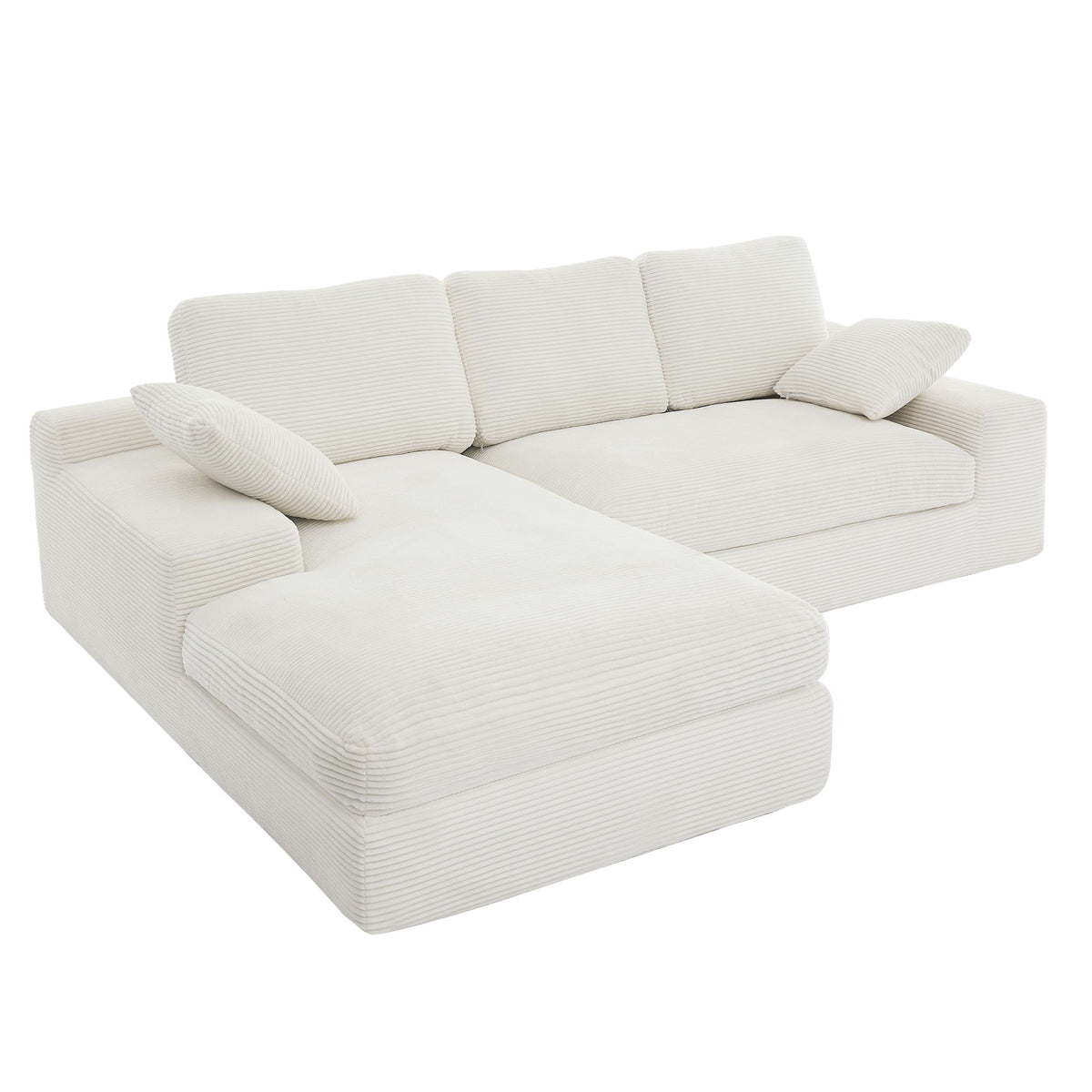 Compressed Sofa With 3 Back Cushions, 2 Throw Pillows