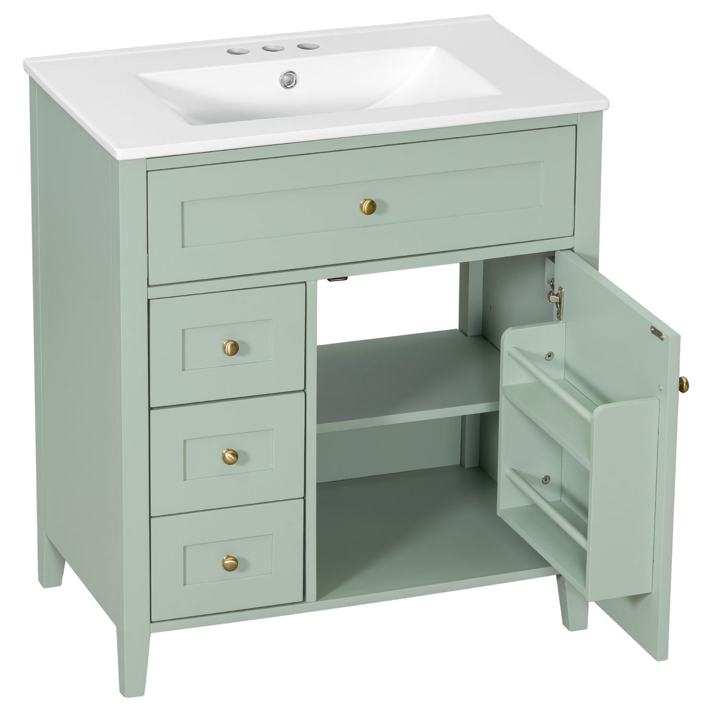 Bathroom Vanity With Sink, 3 Drawers And Adjustable Shelf, Freestanding Storage Unit