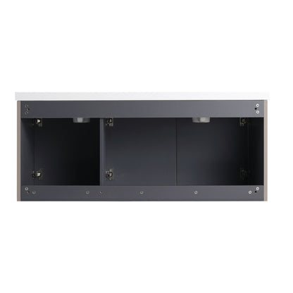Contemporary Wall Mounted Bathroom Vanity With Resin Double Sink