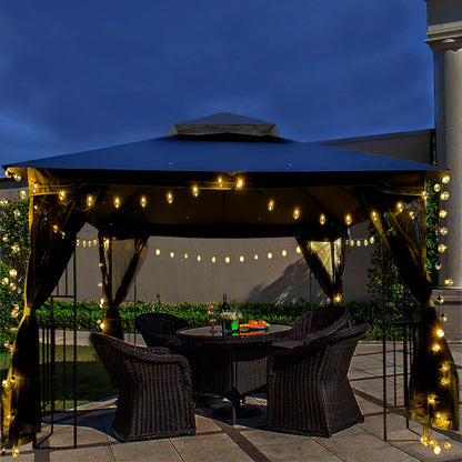 Patio Gazebo Tent With Ventilated Double Roof And Mosquito Net