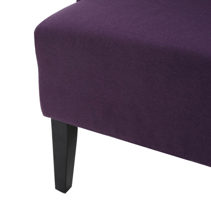 Fabric Dining Chair With High Back And Birch Wood Legs - Plum