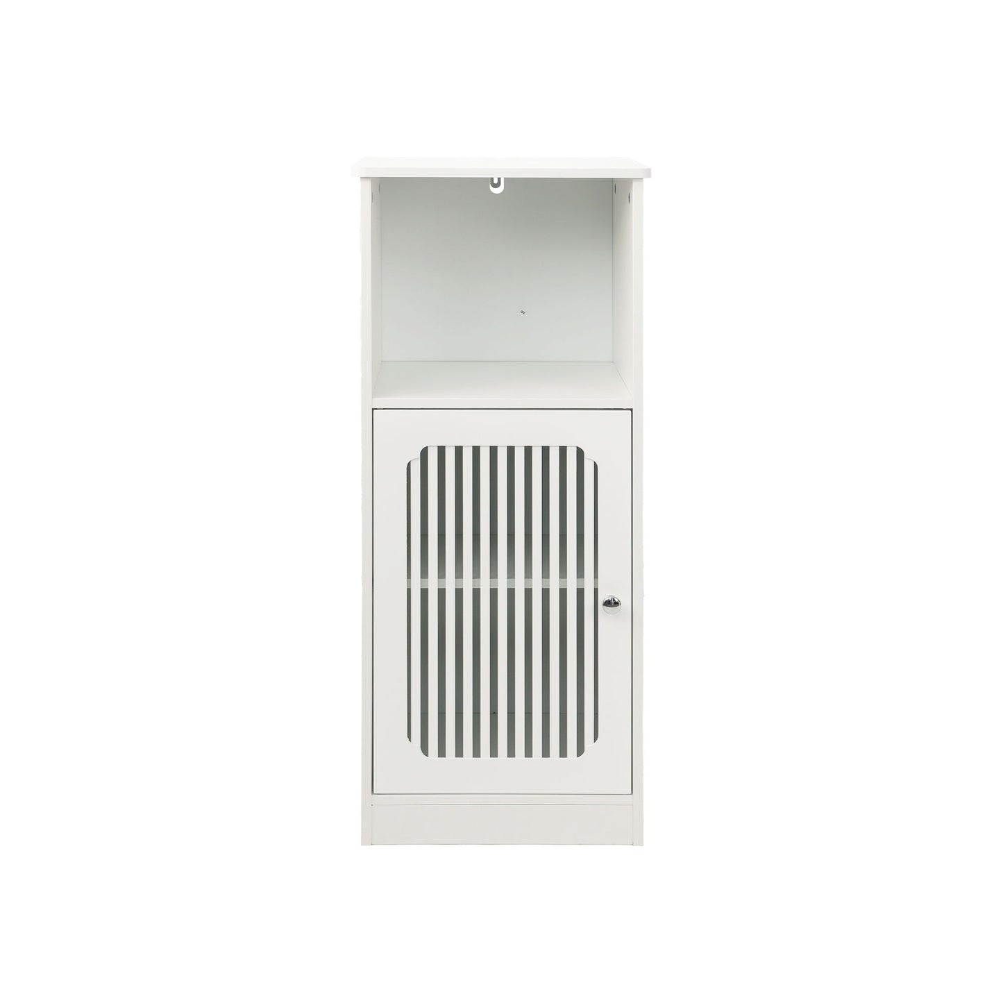 Louvered Door Bathroom Low Cabinet With Multi Layer Storage - White