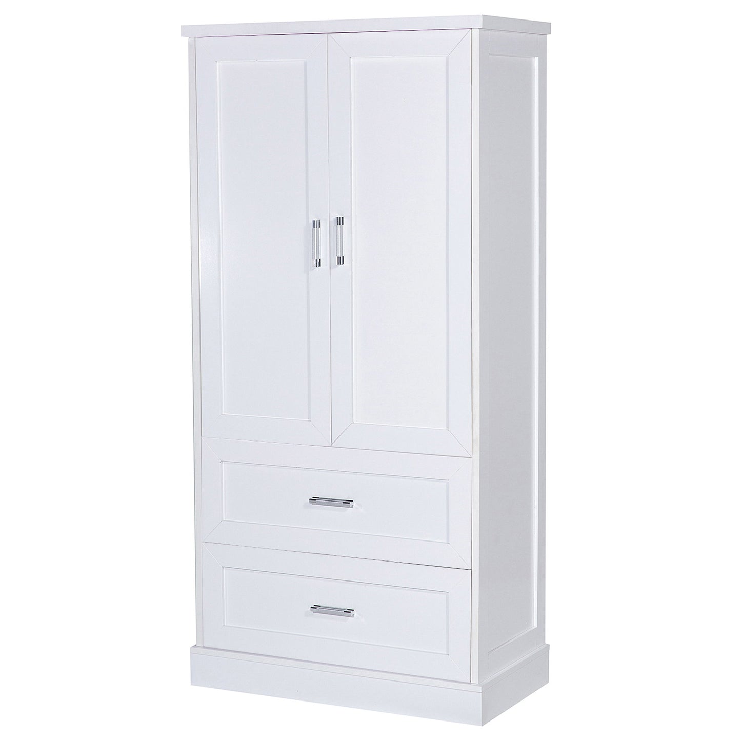 Tall Bathroom Storage Cabinet With 2 Doors And Drawers, Adjustable Shelf