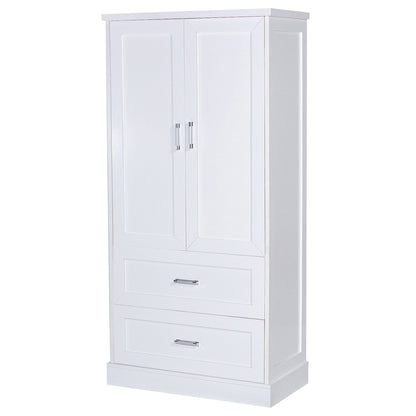 Tall Bathroom Storage Cabinet With 2 Doors And Drawers, Adjustable Shelf