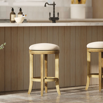 Backless Swivel Stool With Upholstered Seat