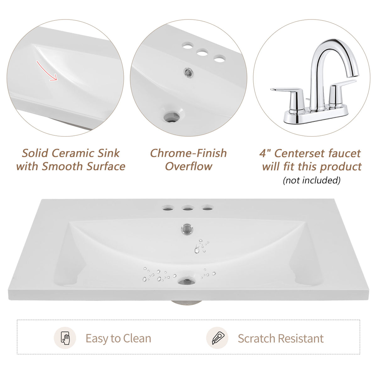 Modern Bathroom Vanity With Sink Combo, Multi Functional Cabinet With Doors And Drawer