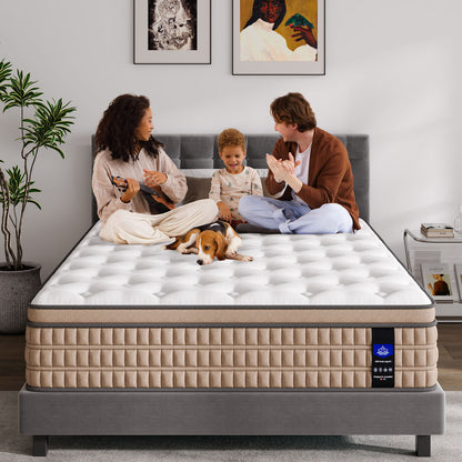 14" Mattress Hotel Collection Hybrid Mattress With Gel Memory Foam & Pocket Springs - Brown / White - King