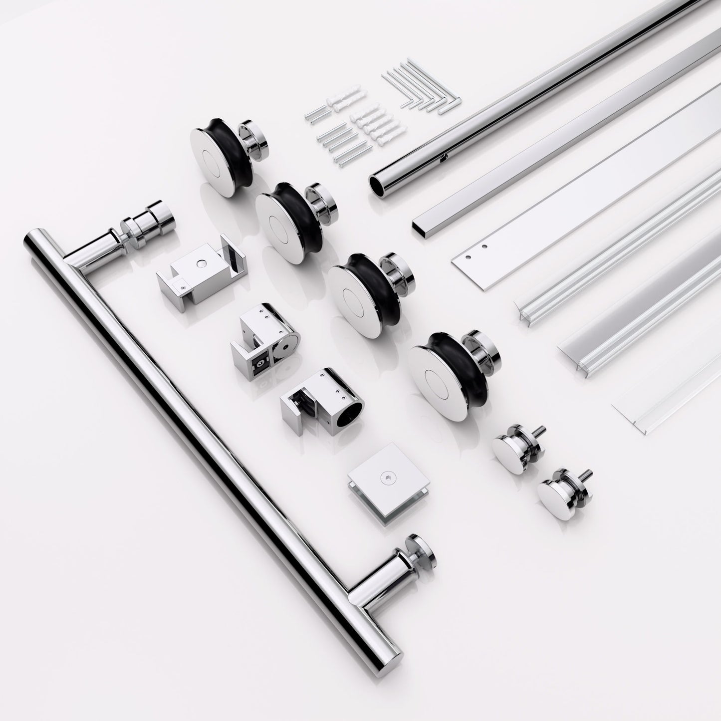 Frameless Single Sliding Shower Door With Clear Tempered Glass
