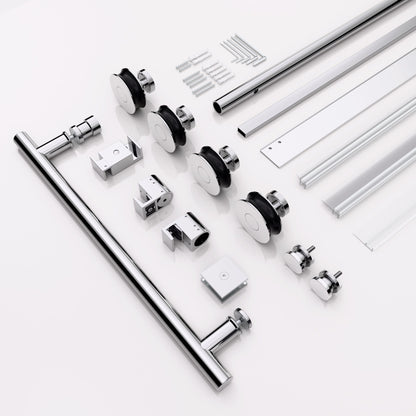 Frameless Single Sliding Shower Door With Clear Tempered Glass