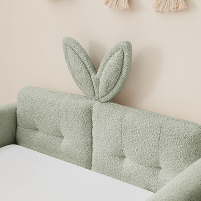Cute Rabbit Ear Upholstered Platform Bed Frame With Safety Rail
