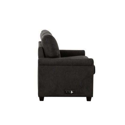 Convertible Twin Sleeper Sofa With USB Ports, 2 Seater Upholstered Loveseat - Dark Gray
