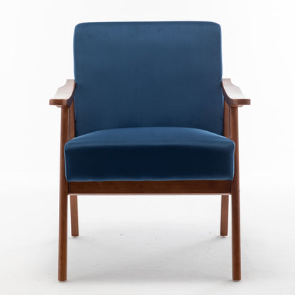 Mid Century Modern Accent Chair With Solid Wood Frame And Extra Thick Backrest