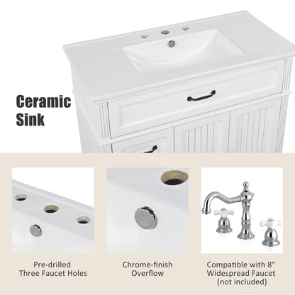 Bathroom Vanity With Sink, 2 Doors 2 Drawers, Freestanding Design