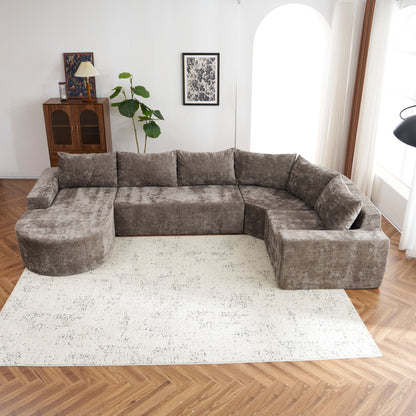 U-Shaped Oversized Modular Cloud Sectional Sofa With Deep Seat For Living Room