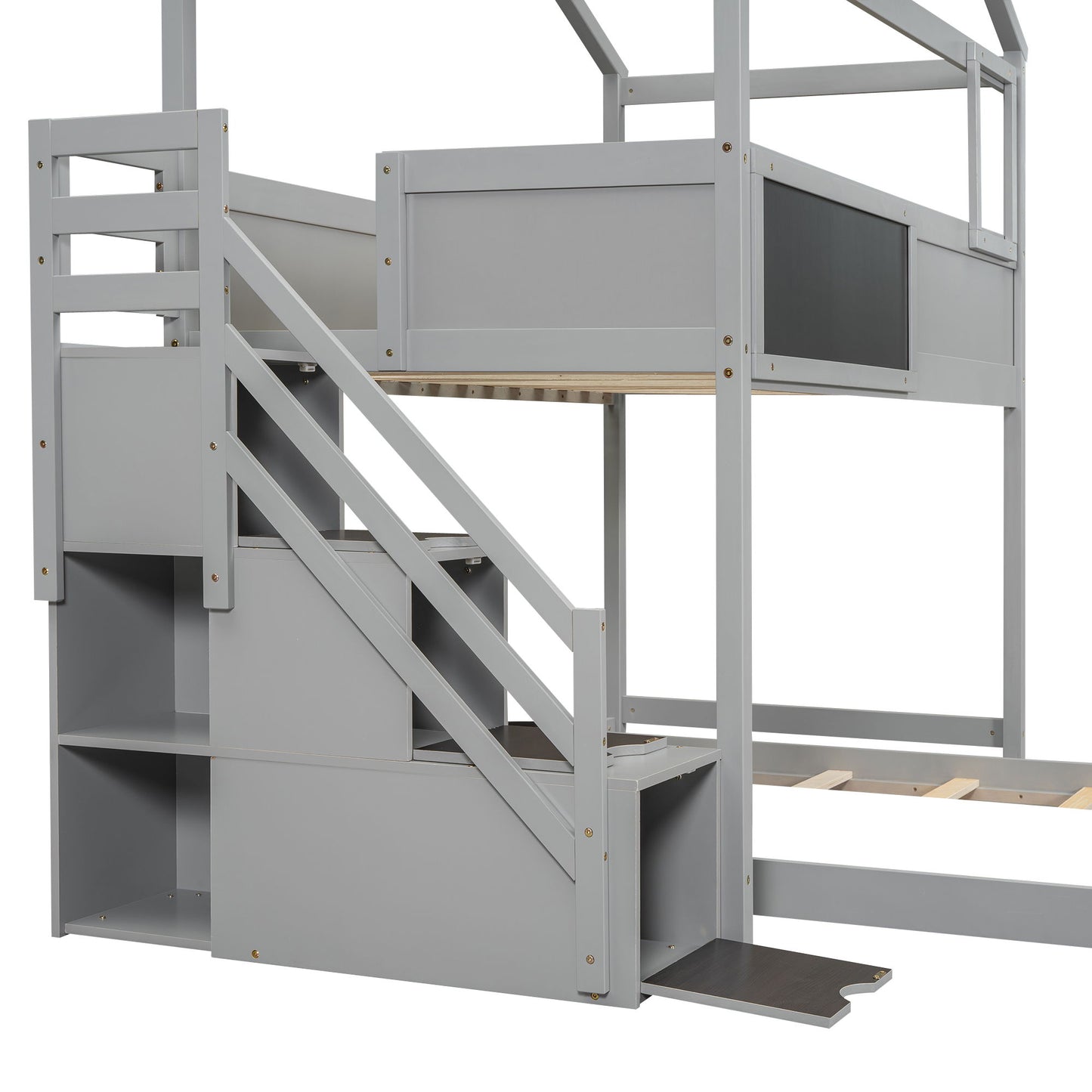 House Style Bunk Bed With Storage Staircase And board