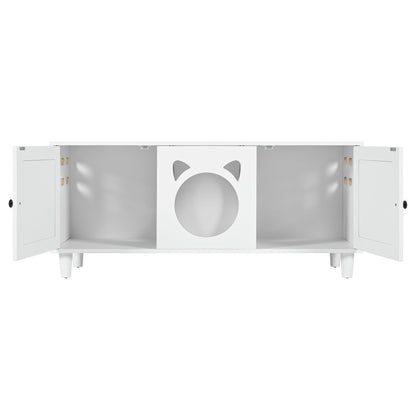 Furniture Style Cat Cabinet Cat Litter Box With Sisal Scratching Door - Cream White