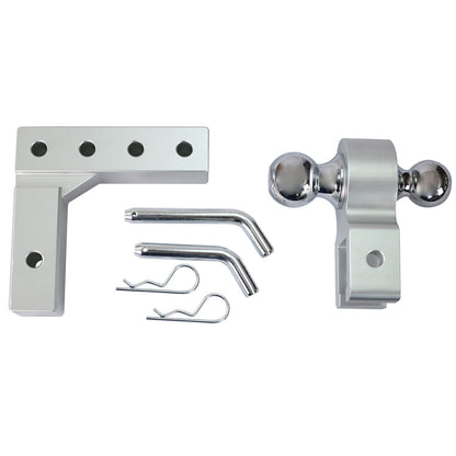 Alu - Adjustable Trailer Drop Hitch With 2" Receiver, 6" Adjustable - Silver