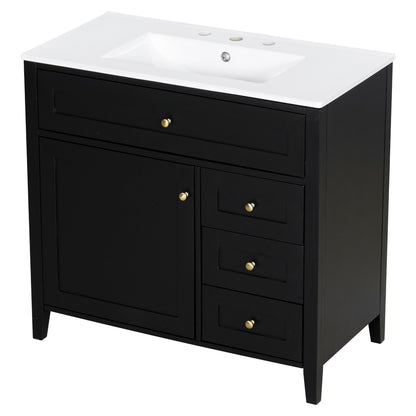 Bathroom Vanity With Sink, Cabinet With 3 Drawers And Adjustable Shelf