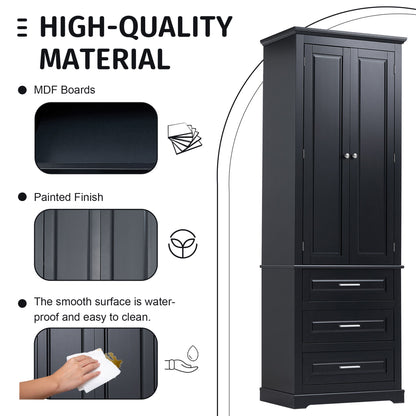 Tall Storage Cabinet With 3 Drawers For Bathroom
