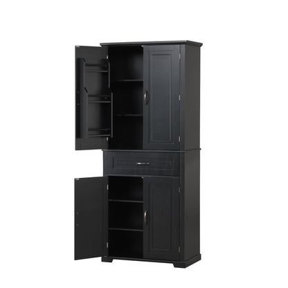 Bathroom Storage Cabinet With Doors And Drawer, Adjustable Shelf