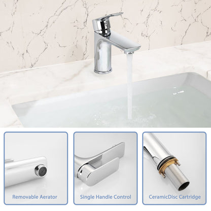 Single Handle Lavatory Basin Sink Faucet Brass Bathroom Faucet With Hot And Cold Water Control - Chrome