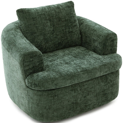 Modern Swivel Barrel Chair With Dual-Layer Cushion