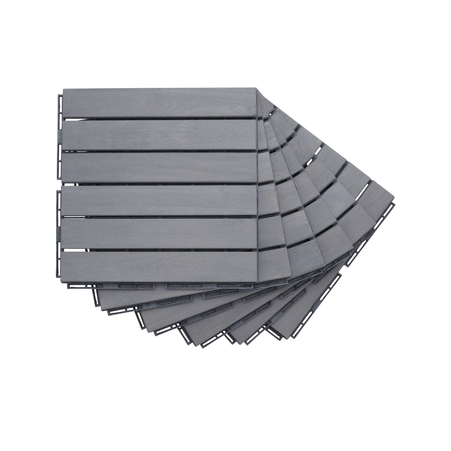Interlocking Deck Tiles Striped Pattern, Waterproof Anti Mildew Brown