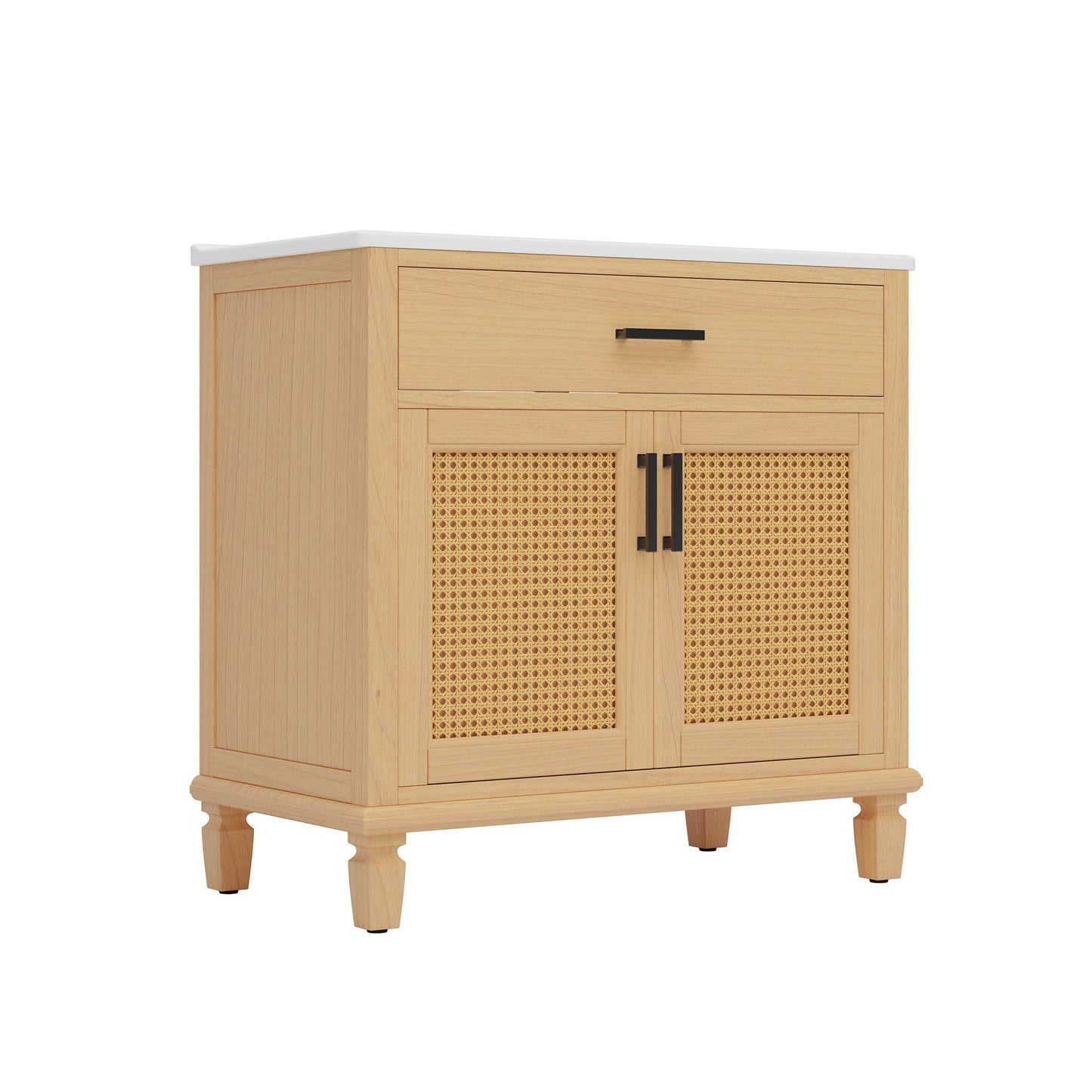 Bathroom Vanity With Ceramic Sink, Modern Free Standing Cabinet With Soft Close Drawers