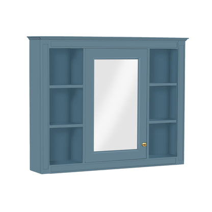 Wall Mounted Medicine Cabinet With Mirror, Storage Cabinet Featuring 6 Open Shelves And Adjustable Interior
