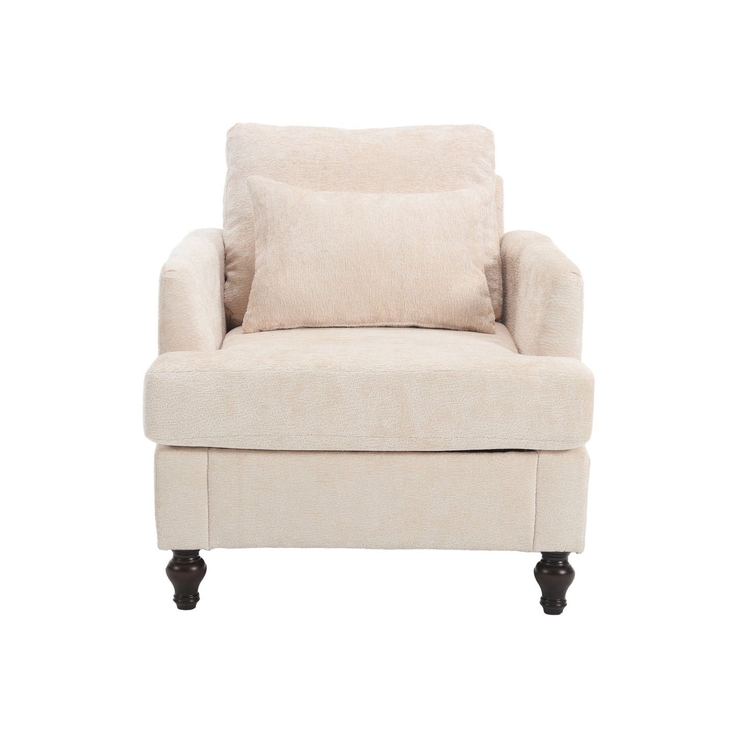 Modern Mid Century Wood Frame Armchair With Tufted Design