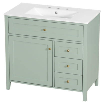 Bathroom Vanity With Sink, Cabinet With 3 Drawers And Adjustable Shelf