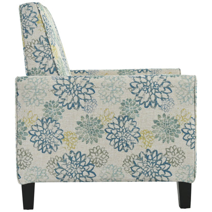 Upholstered Push Back Recliner Chair For Living Room - Blue