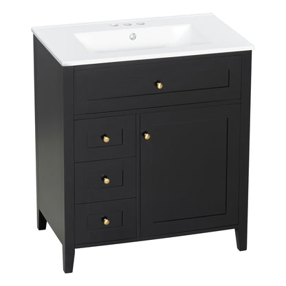 Bathroom Vanity With Sink, 3 Drawers And Adjustable Shelf, Freestanding Storage Unit