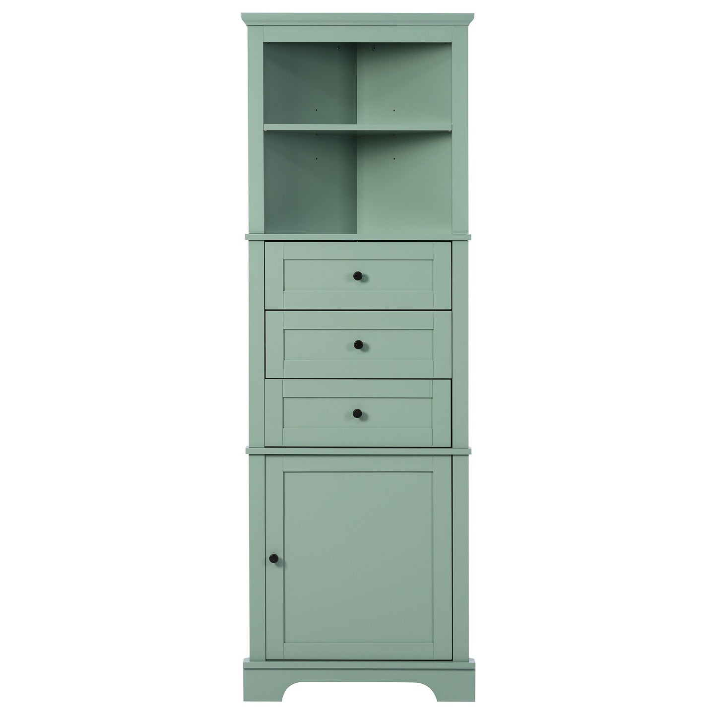 Tall Storage Cabinet With 3 Drawers And Adjustable Shelves For Bathroom