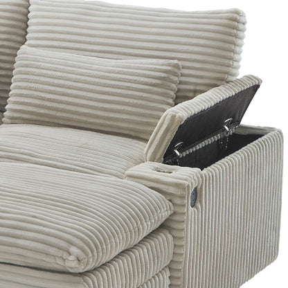 Convertible Loveseat Sofa With Storage, USB Ports, Cup Holders