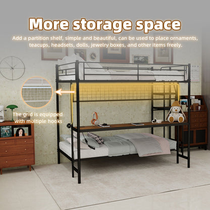 Bunk Bed With Built In Desk And LED Lighting