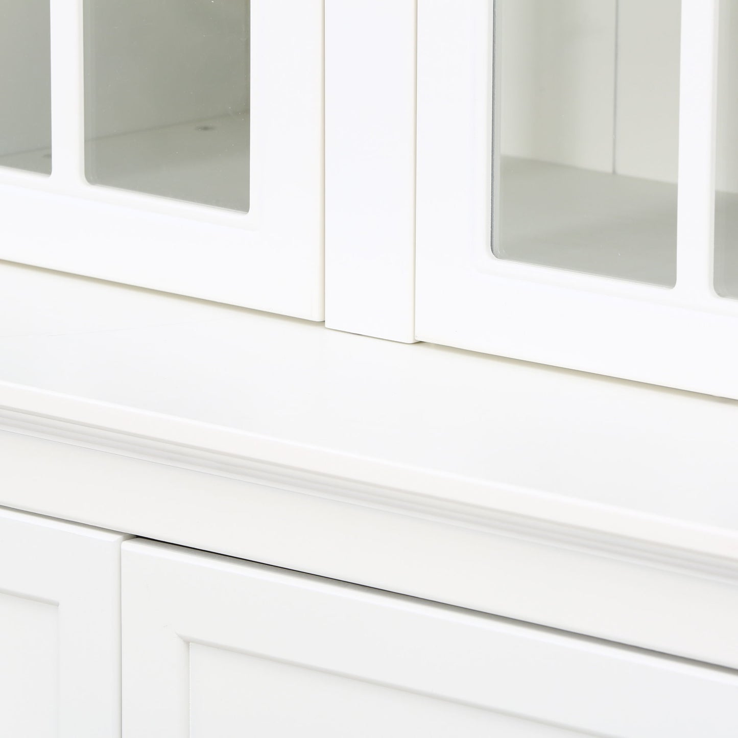Retro Style Hutch Cabinet With Glass Door, China Cabinet For Home