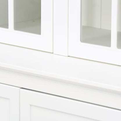 Retro Style Hutch Cabinet With Glass Door, China Cabinet For Home