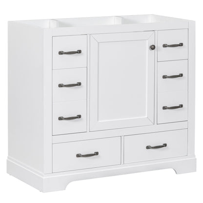 Modern Bathroom Vanity Base Only, 6 Drawer Storage With Adjustable Shelf